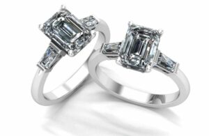 Stunning Emerald Cut Halo Diamond Engagement Ring with Halo