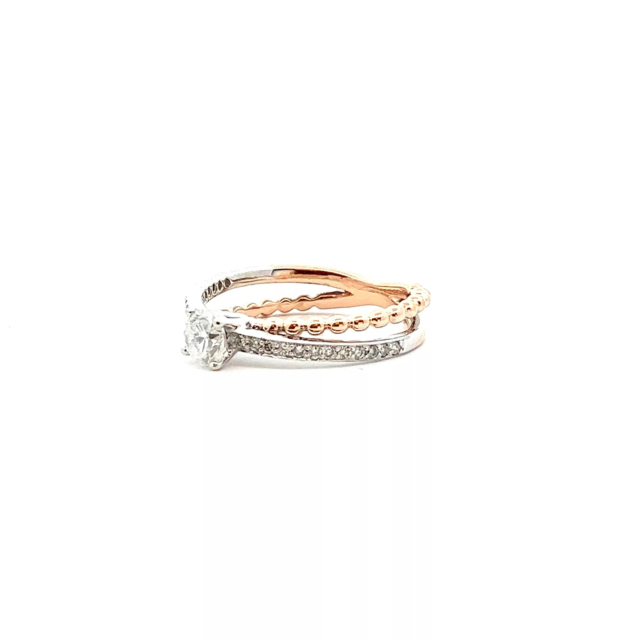 Exquisite 14 Karat Rose and White Gold Ring with Brilliant Diamond - Size 5 | Diamond and Fine Jewelry Collection
