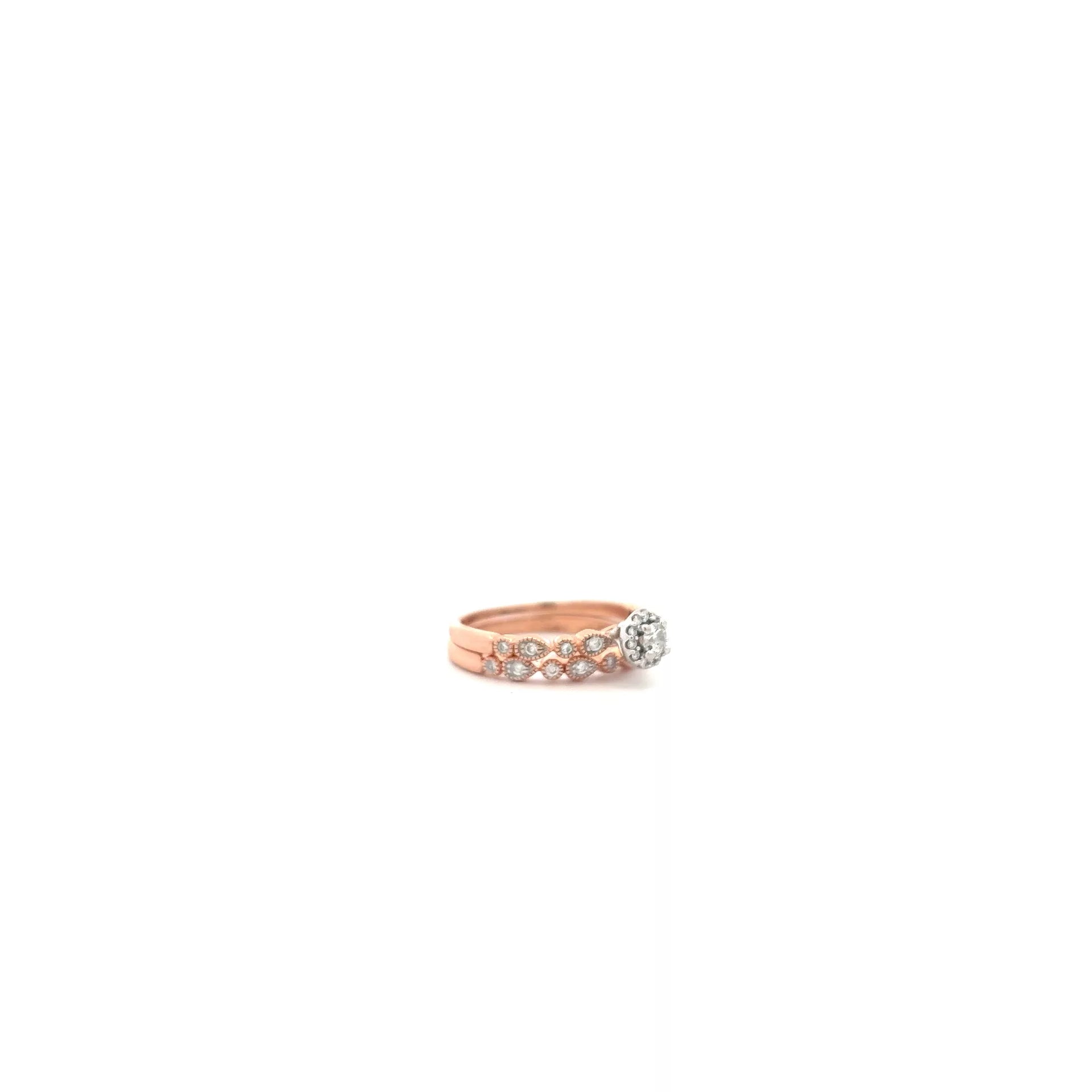 10 Karat Rose Gold Bridal Set Ring (Size 7)