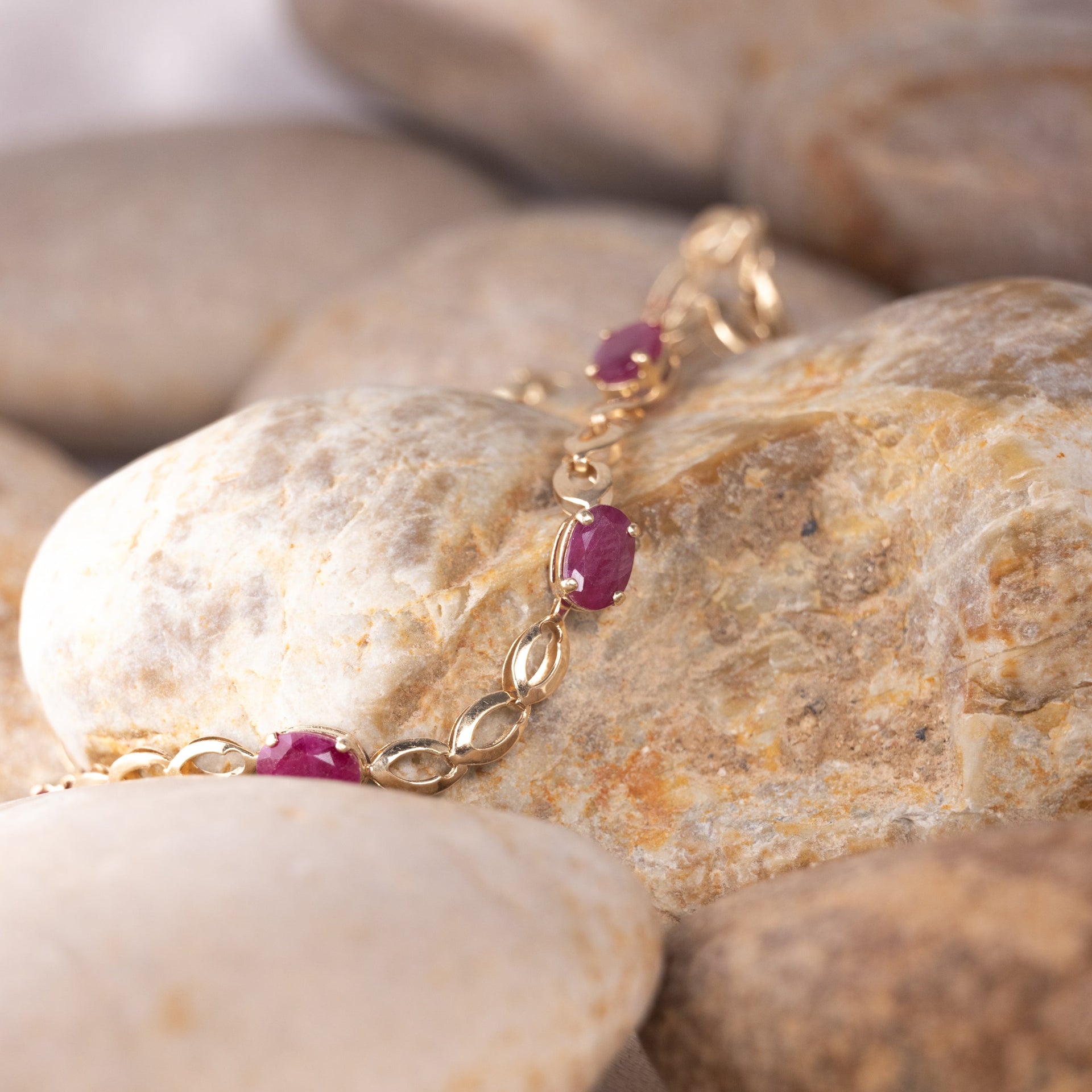 14 Karat Yellow Gold Ruby Bracelet