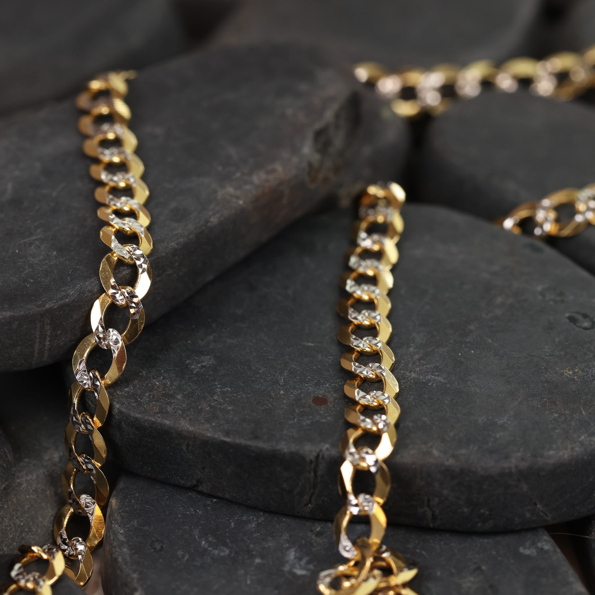 14 Karat Yellow & White Gold Cuban Link Chain 26"