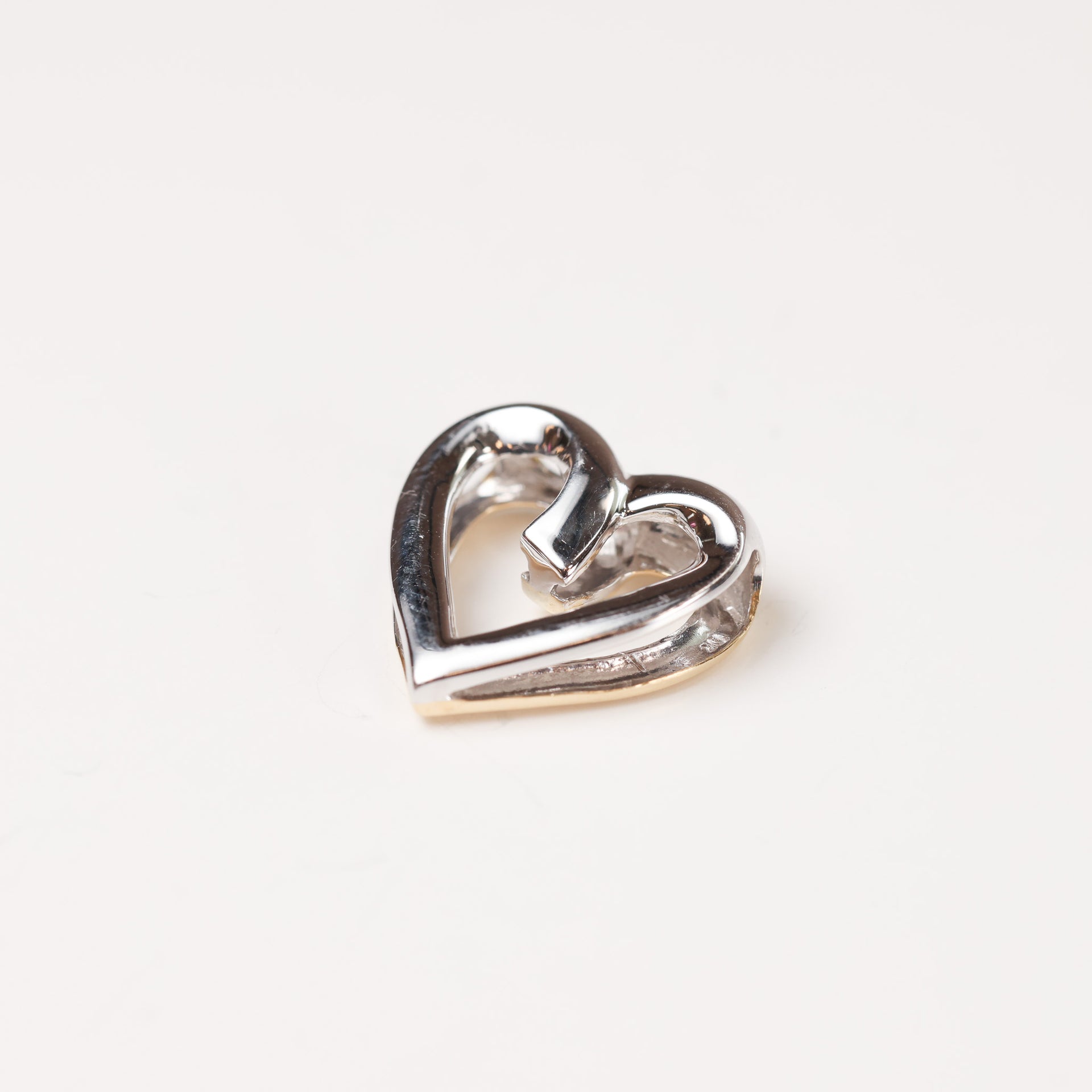 10 Karat Yellow & White Gold Reversible Heart Pendant