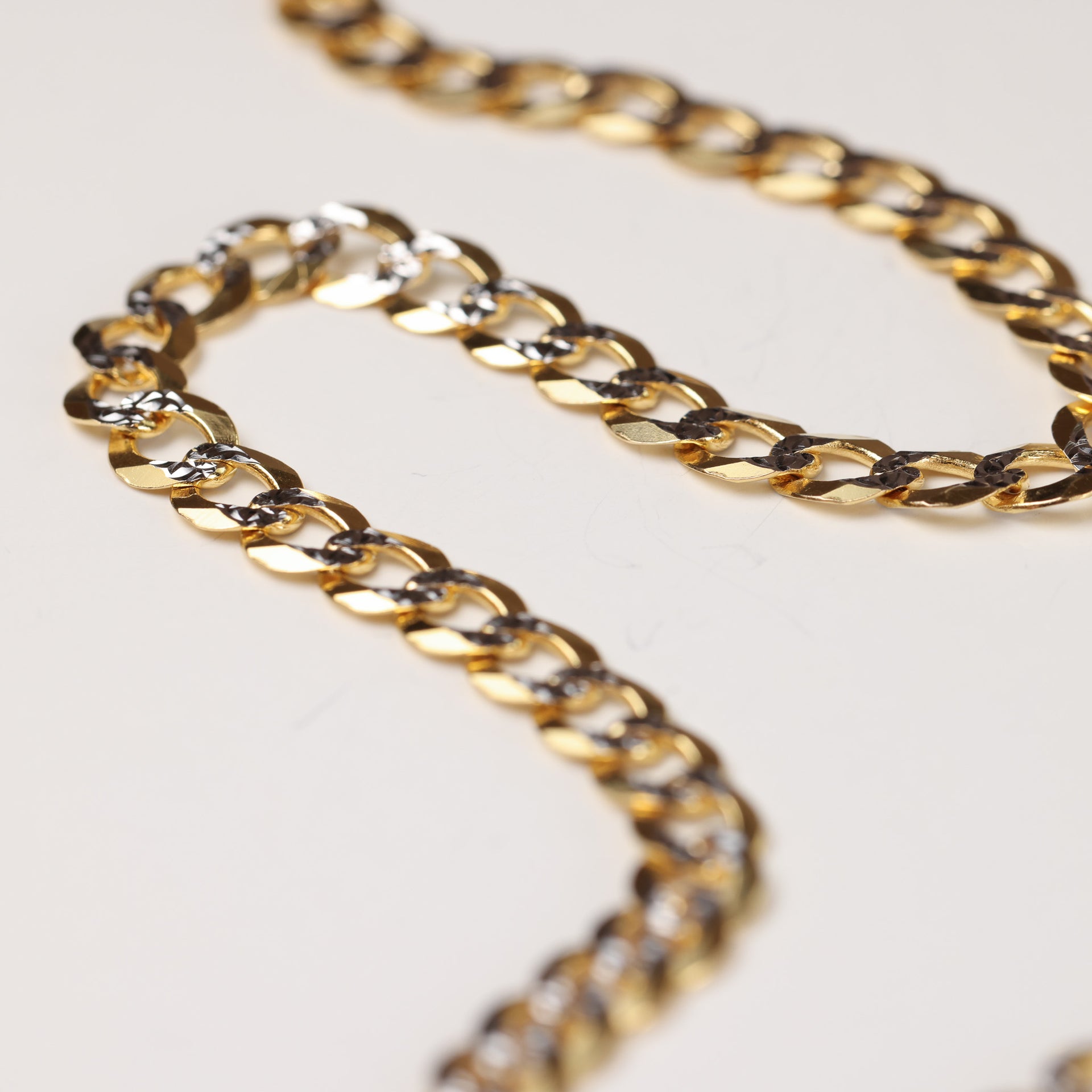 14 Karat Yellow & White Gold Cuban Link Chain 26"