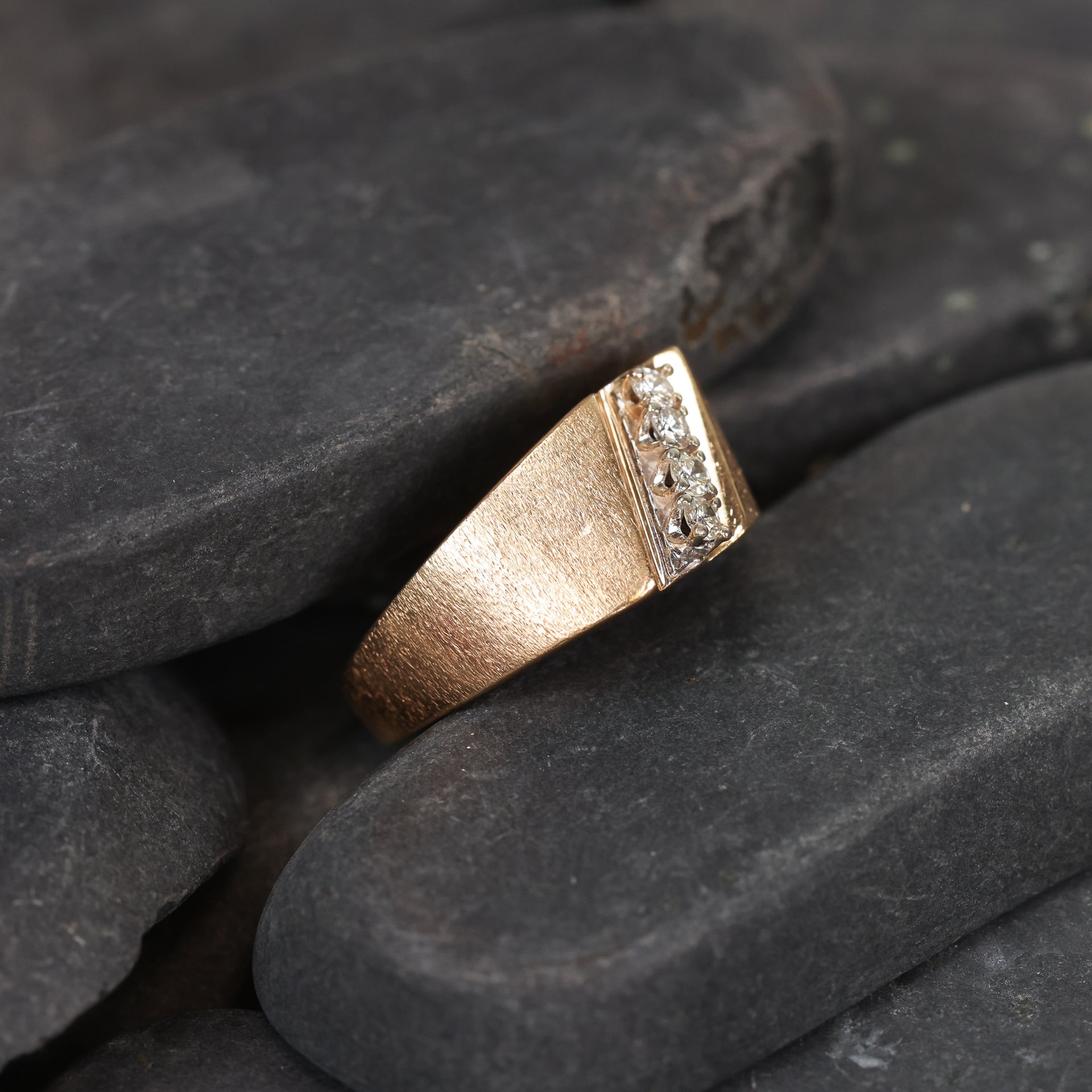 14 Karat Yellow Gold Diamond Ring Size 9.5