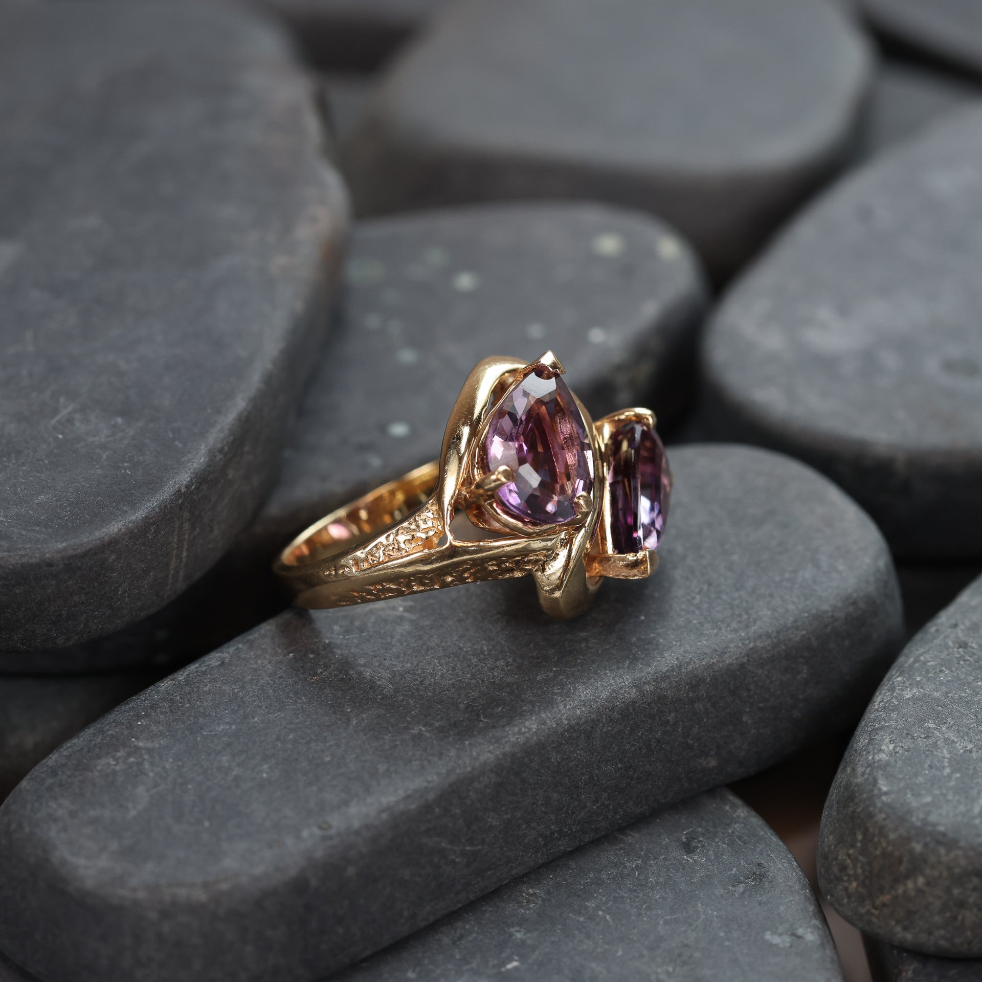 14 Karat Yellow Gold Amethyst Ring Size 5.5