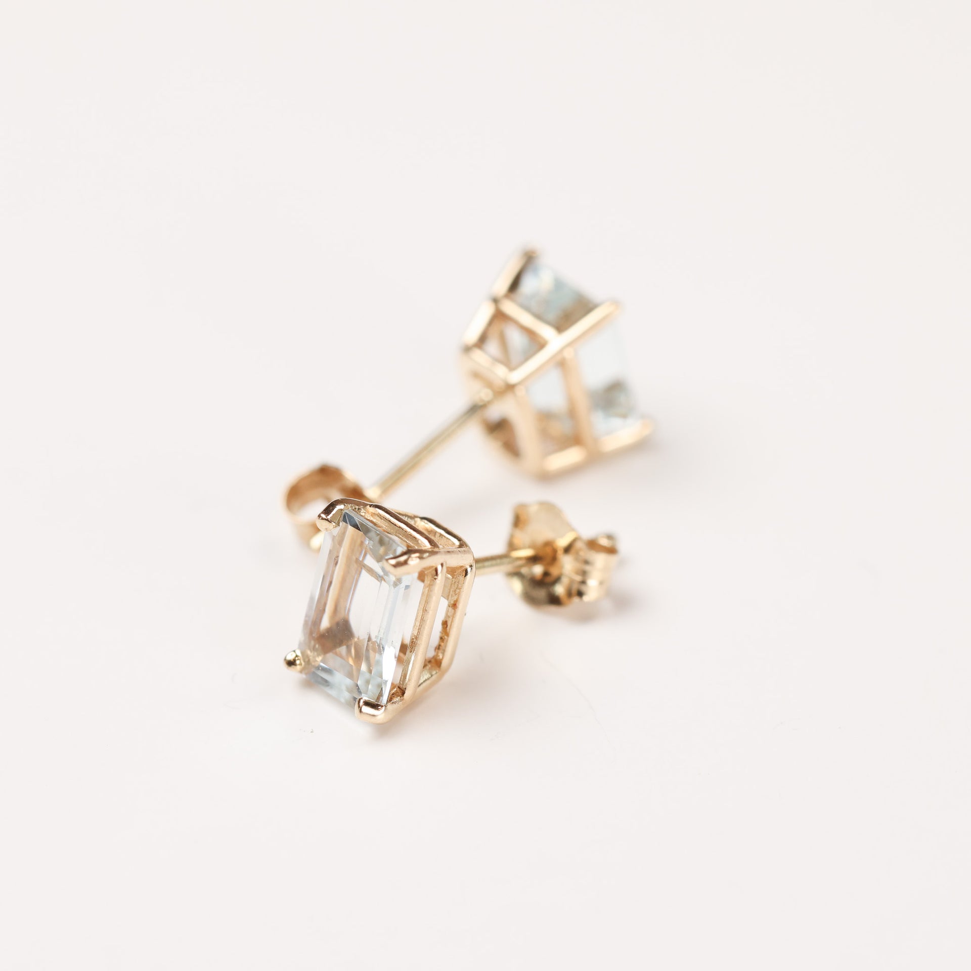 10 Karat Yellow Gold Emerald Cut Cubic Zirconia Stud Earrings